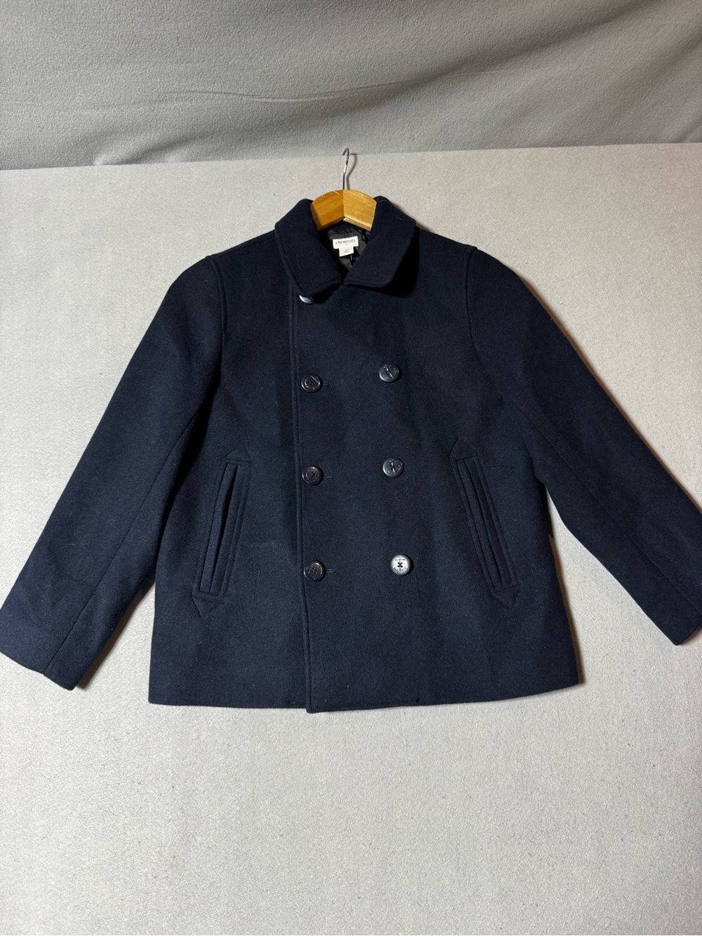 NWT Crewcuts JCrew Boys Size 10 Navy Blue Wool Blend Double Breasted Pea Coat